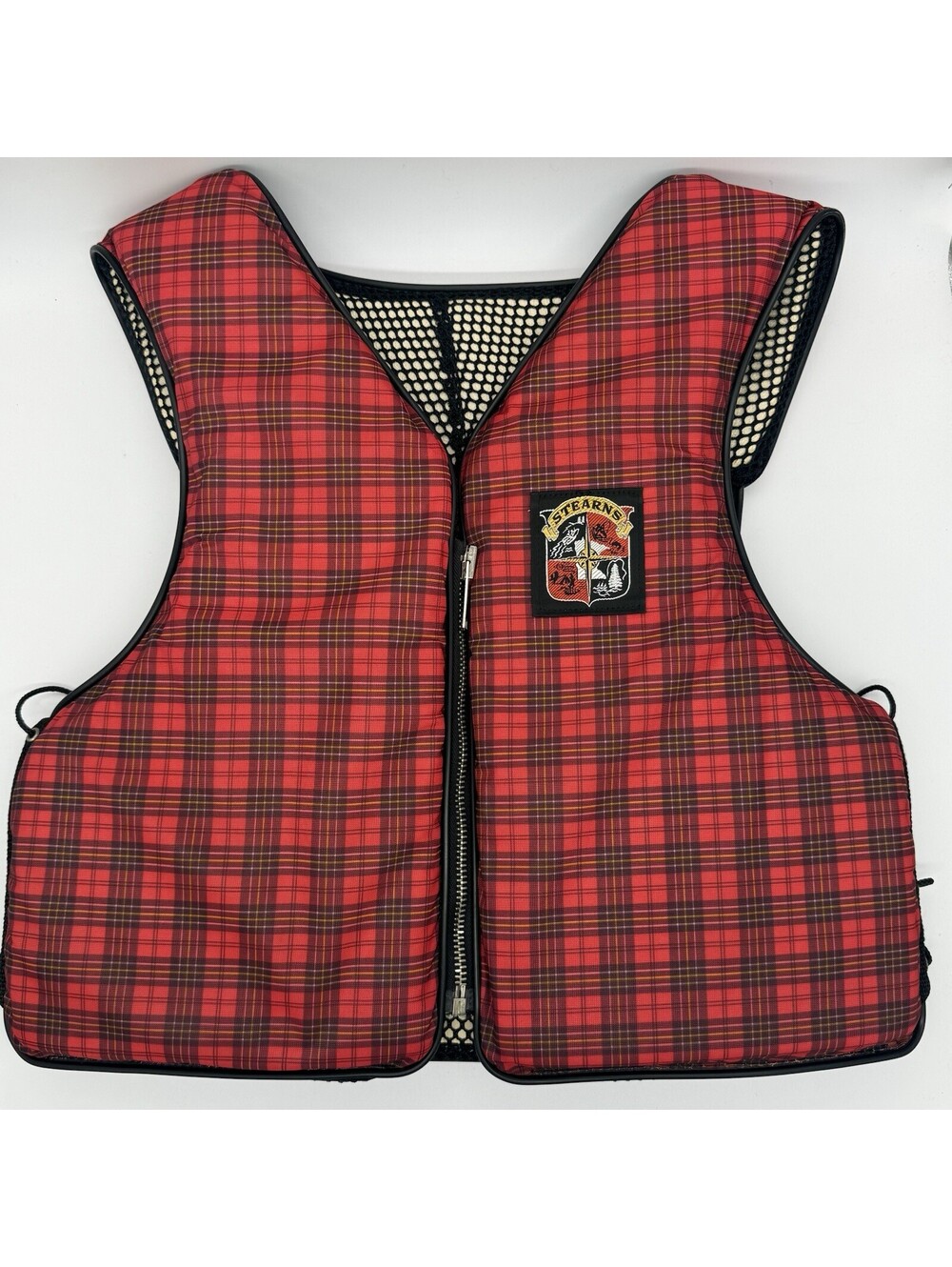 Vintage Stearns Sans-Souci Plaid Life Vest PFD Type III Red Tartan Mesh Medium